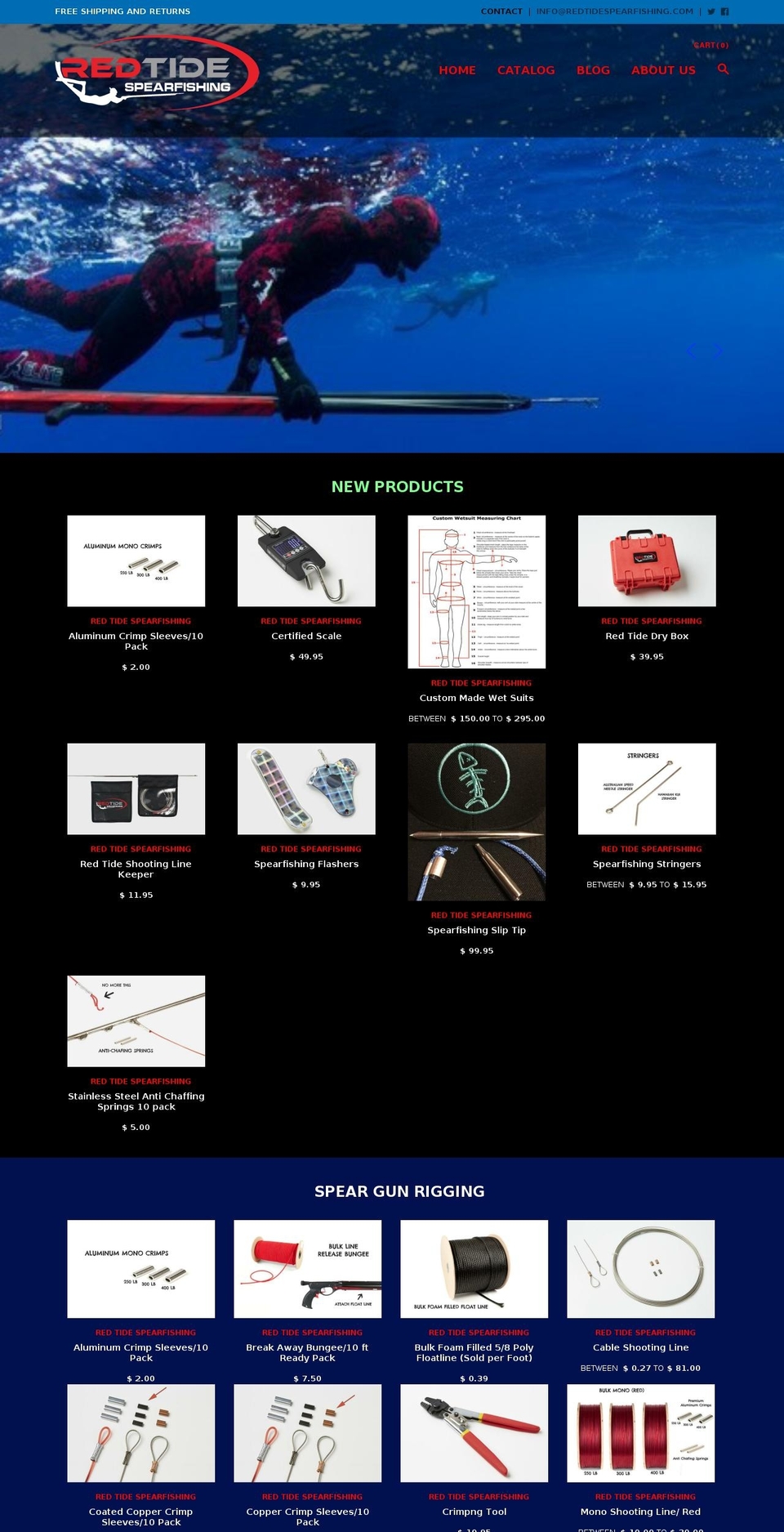 redtidespearfishing.com shopify website screenshot