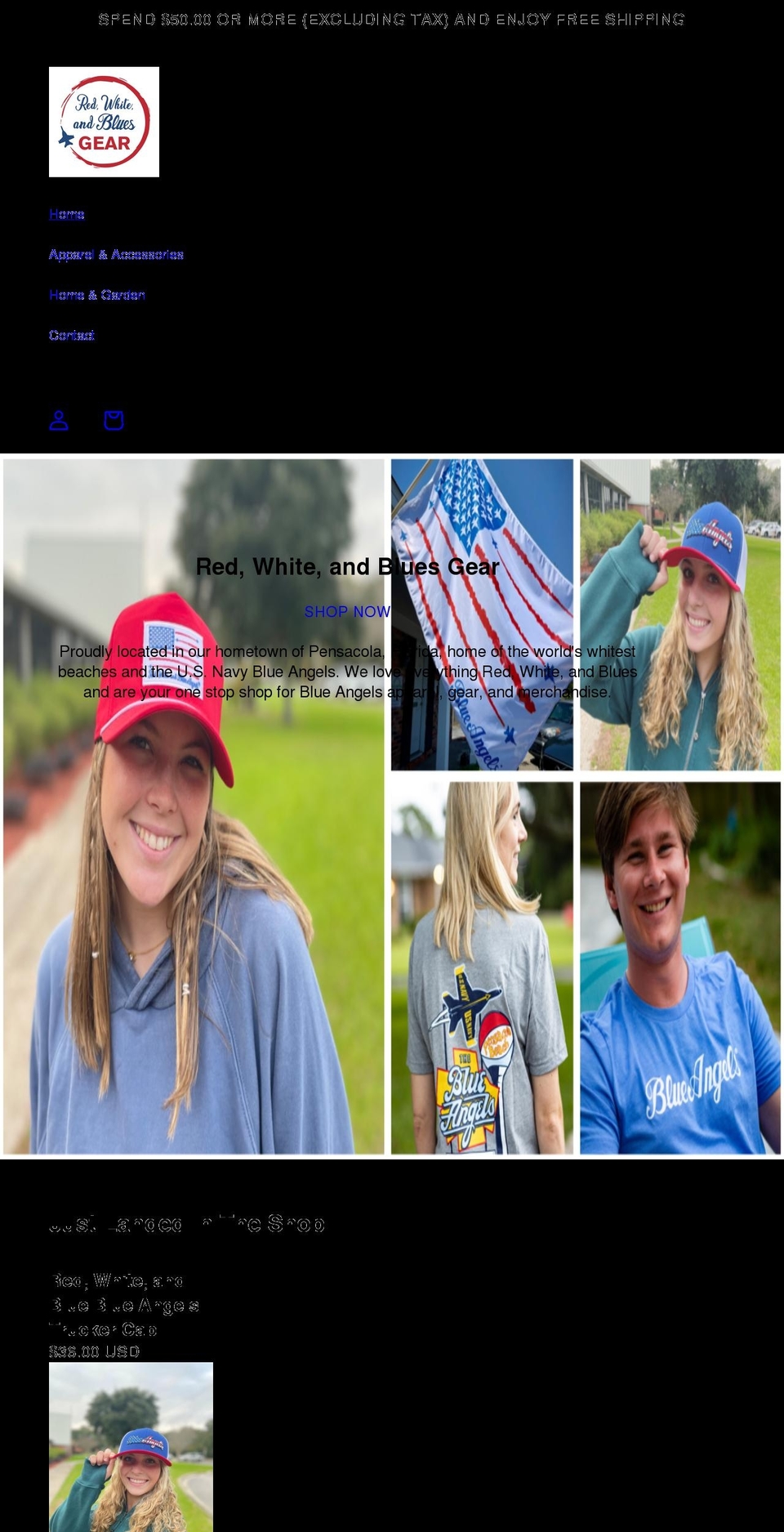 redwhiteandbluesgear.com shopify website screenshot