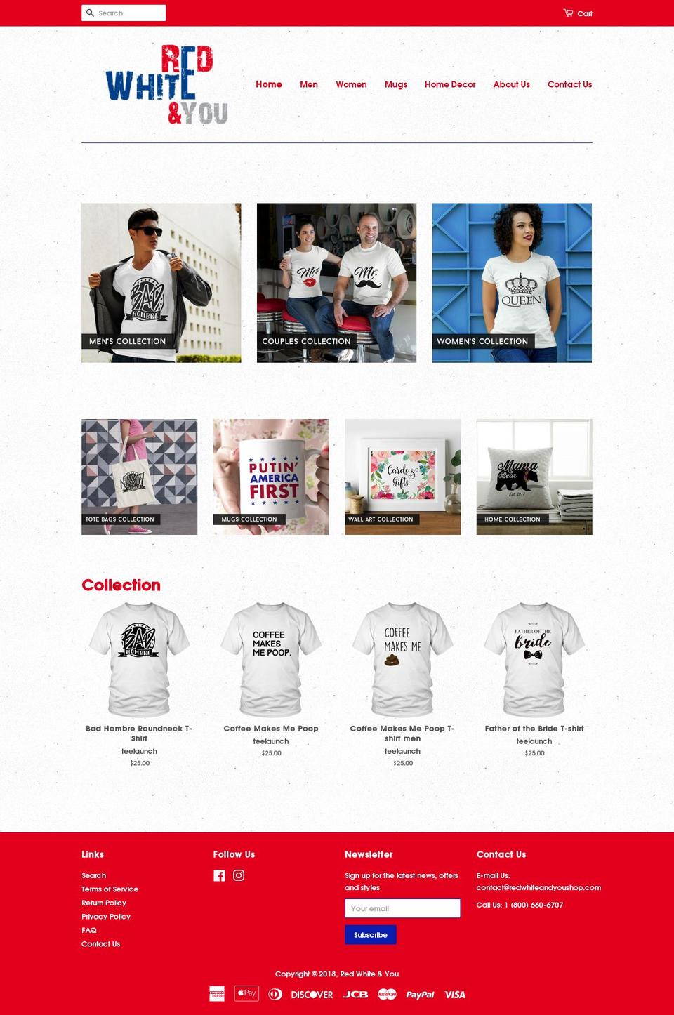 redwhiteandyoushop.com shopify website screenshot