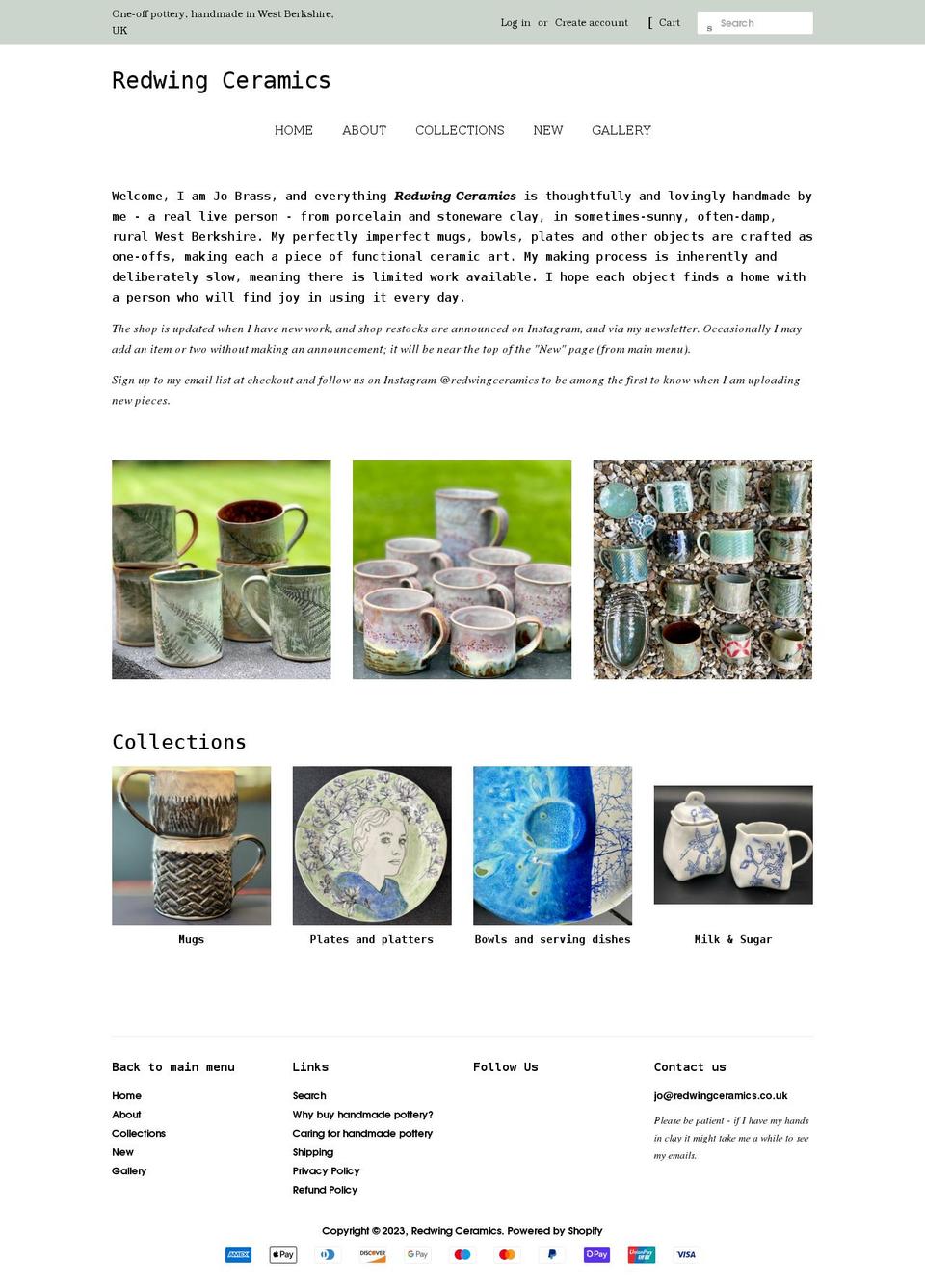 redwingceramics.com shopify website screenshot