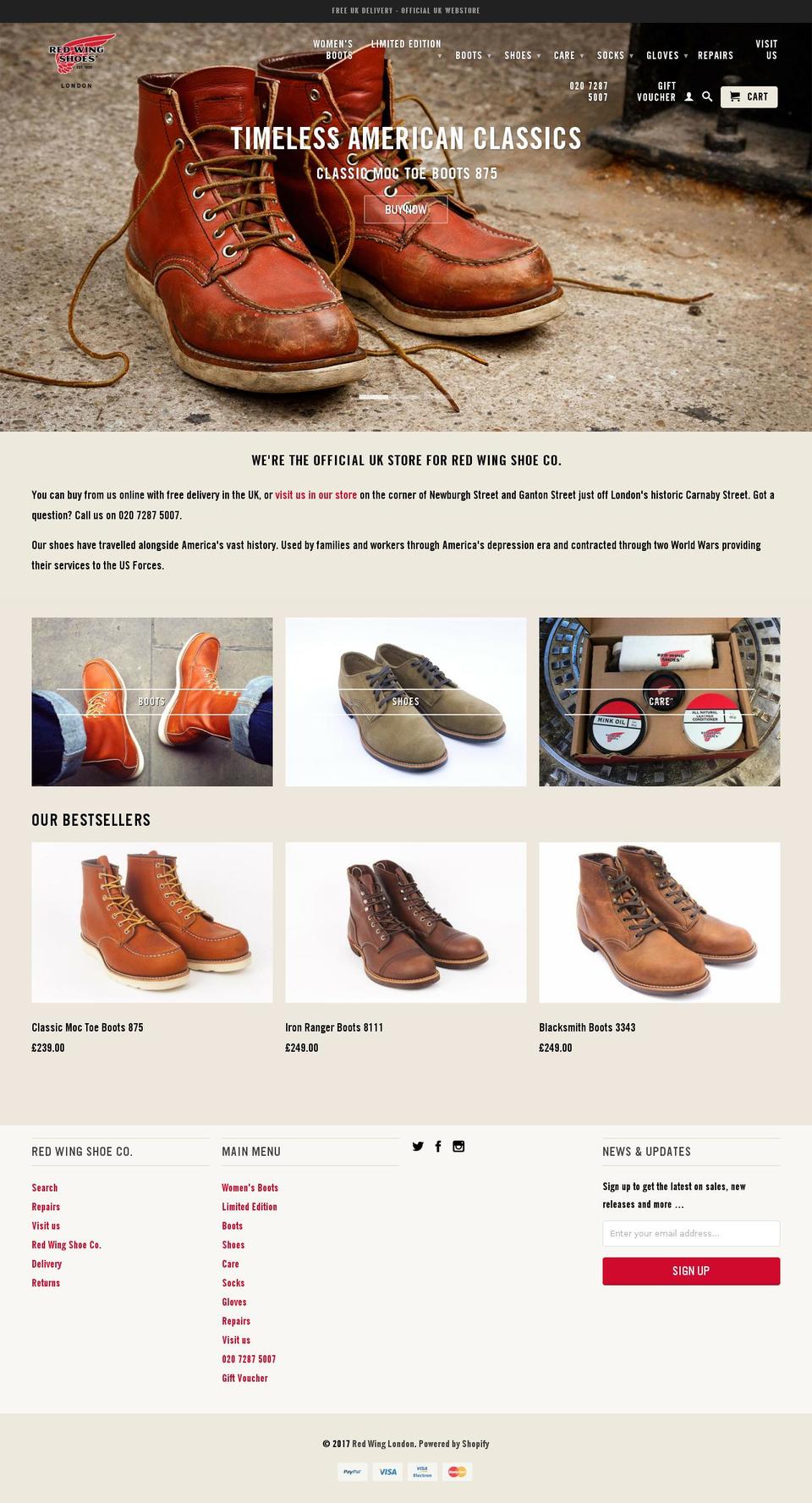 redwinglondon.com shopify website screenshot