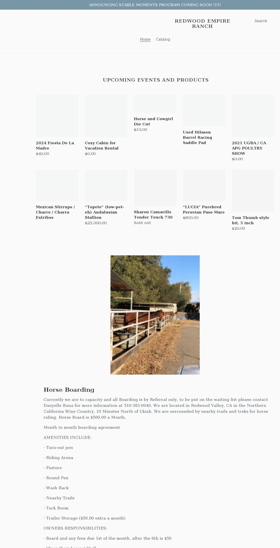 redwoodempireranch.com shopify website screenshot