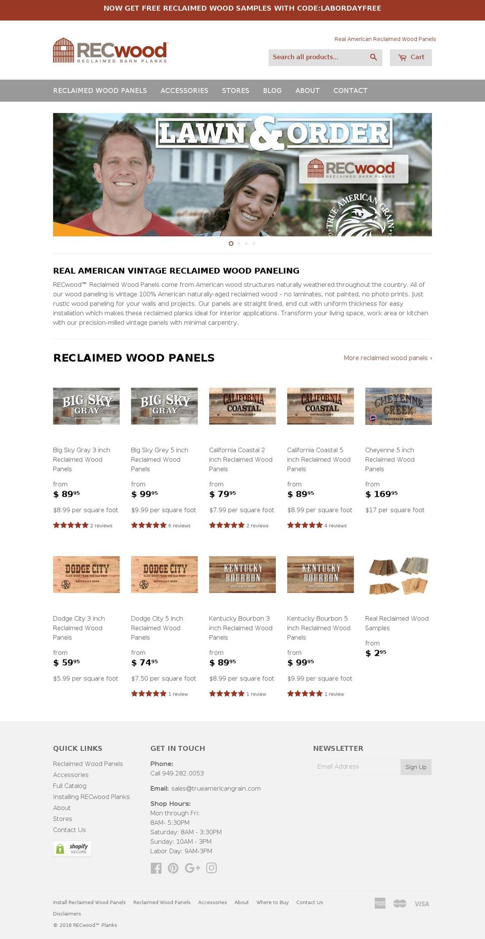 redwoodreclaimedwood.com — Shopify storefront screenshot