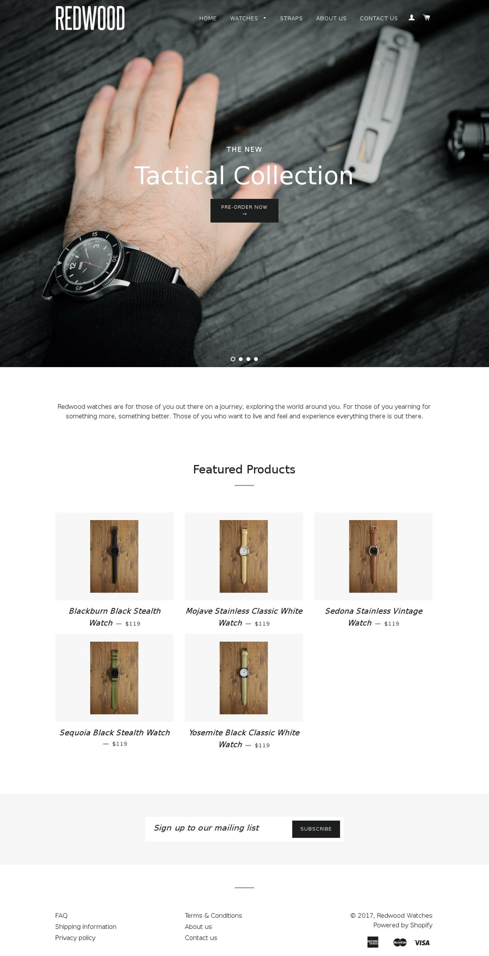 redwoodwatches.com shopify website screenshot