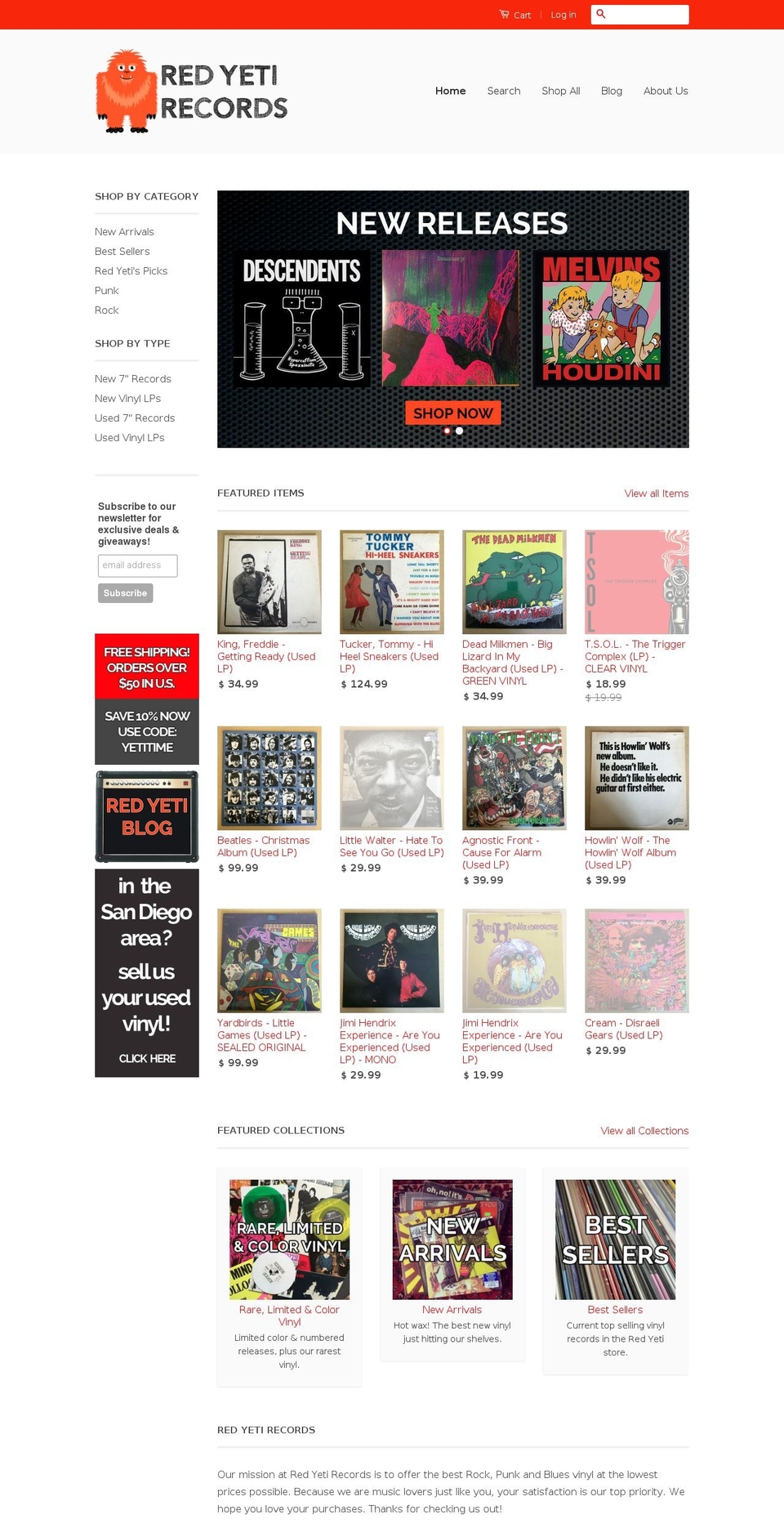 Classic with Installments message Shopify theme site example redyetirecords.com