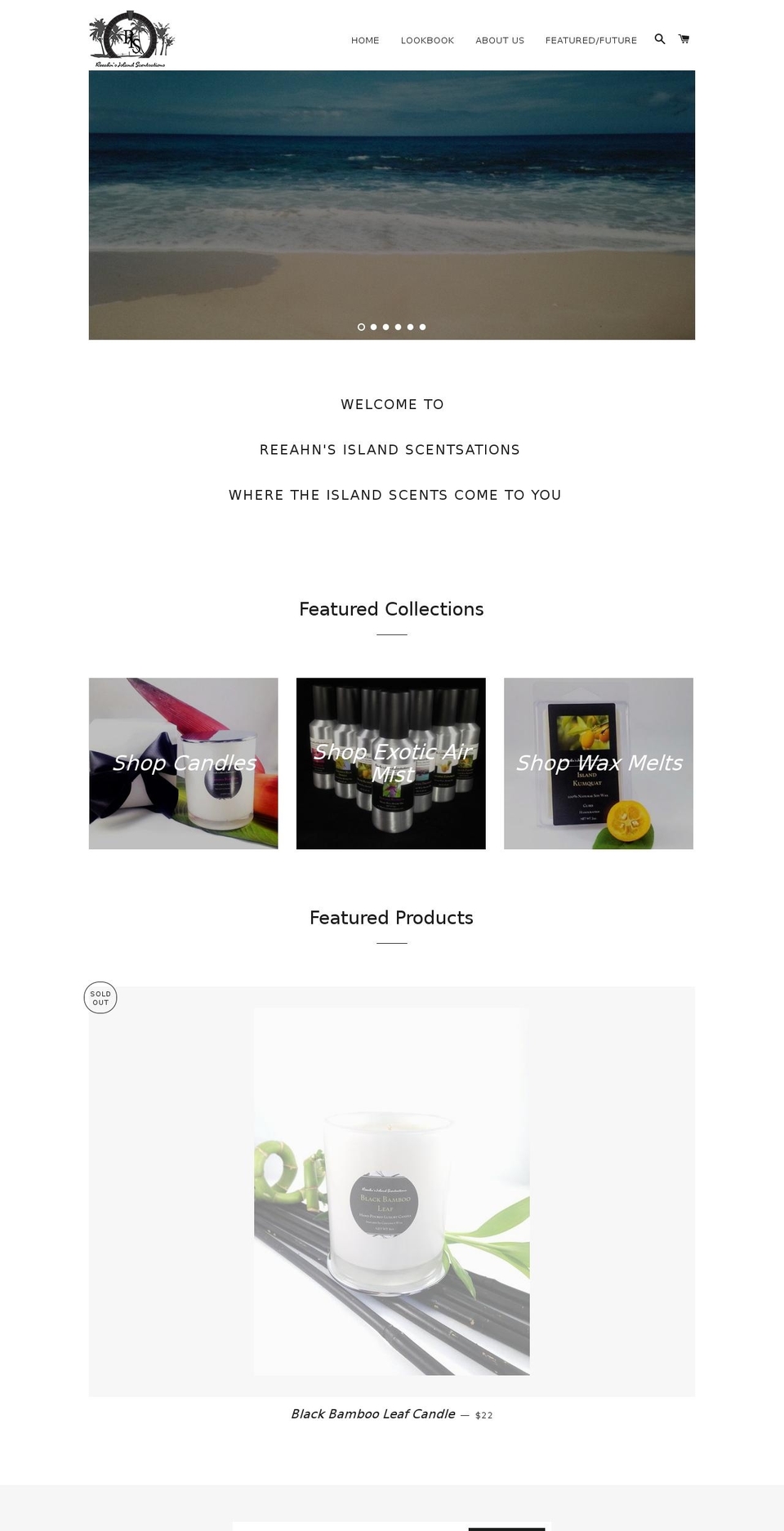 reeahnsislandscentsations.com shopify website screenshot