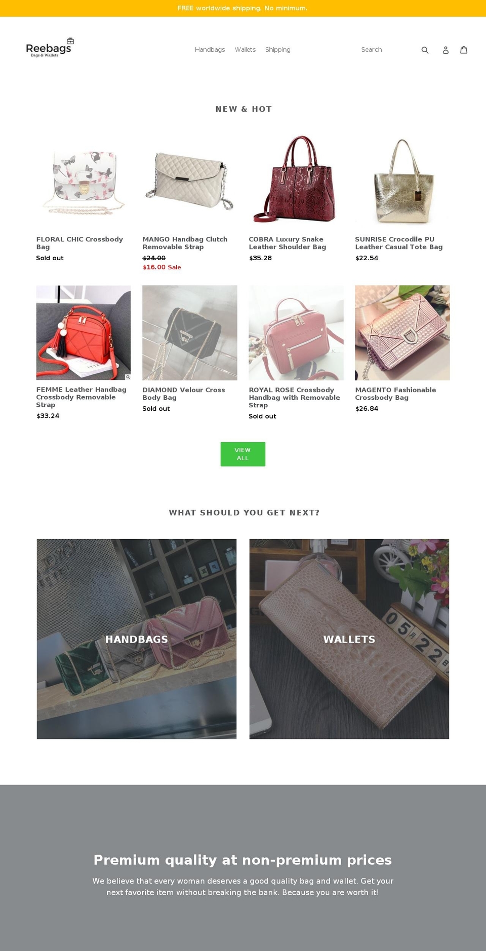 reebags.com — Shopify storefront screenshot