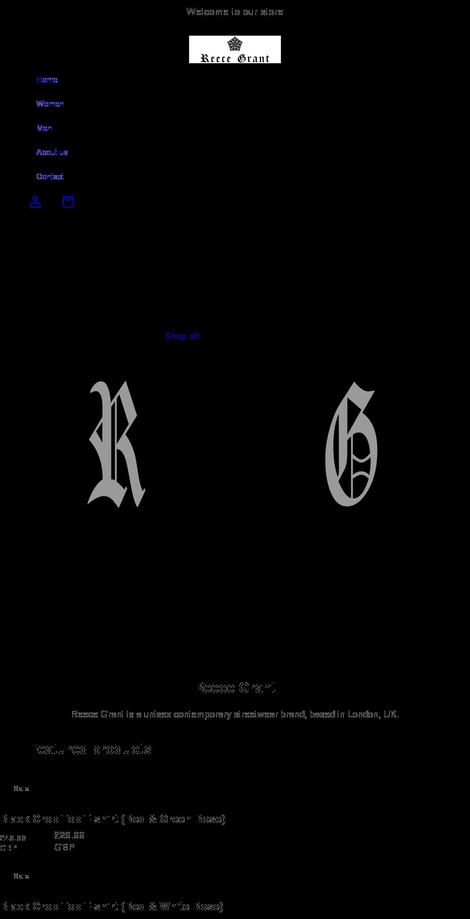 reecegrant.com shopify website screenshot