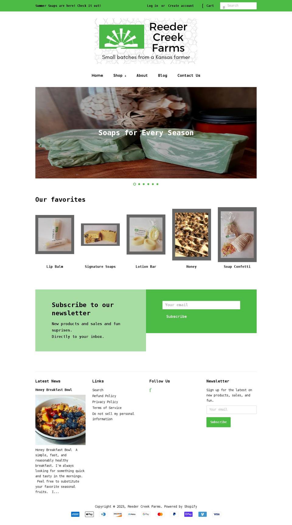 reedercreekfarms.com shopify website screenshot