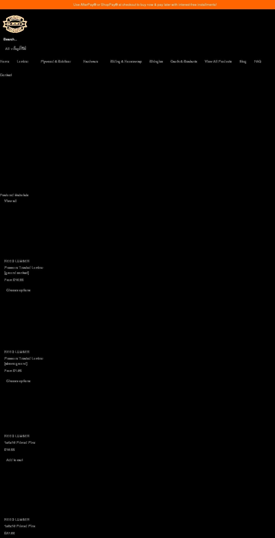 reedlumber.com shopify website screenshot
