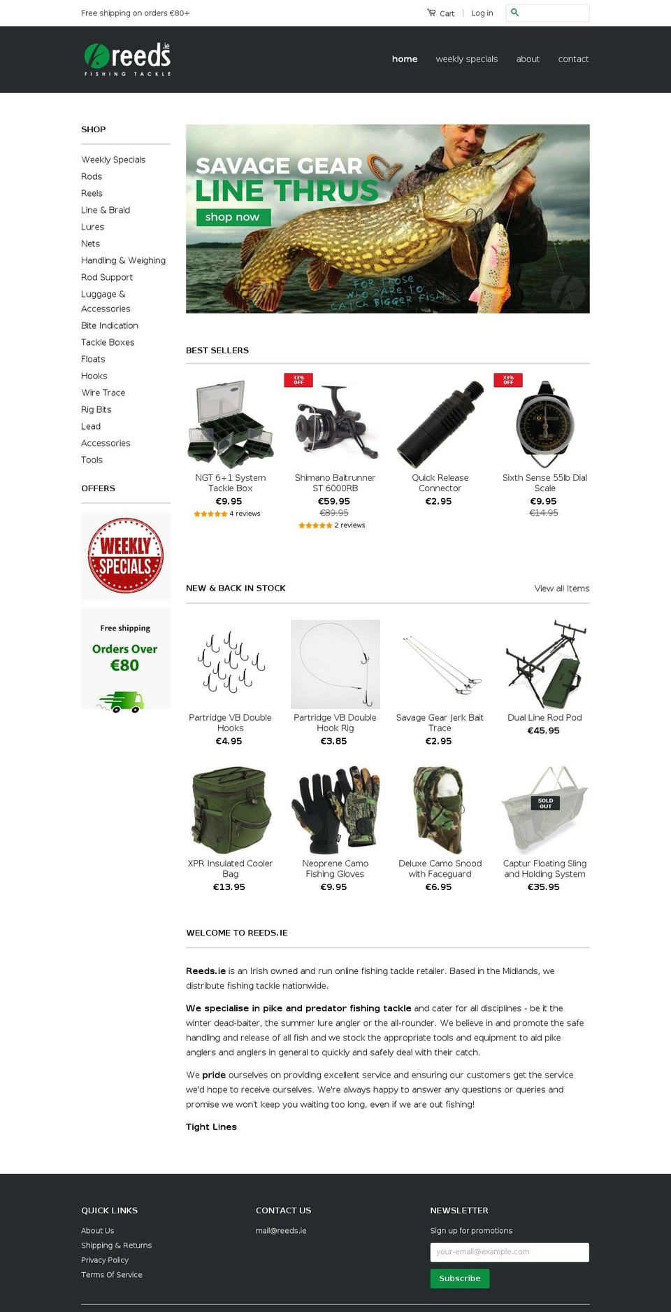 Kalles Shopify theme site example reeds.ie