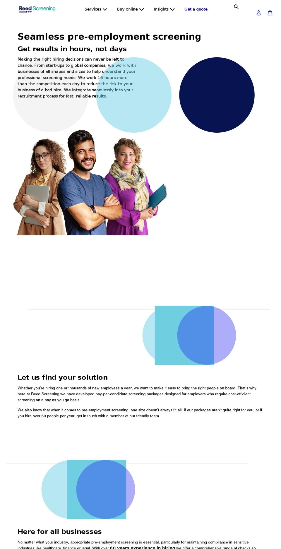 reedscreening.com shopify website screenshot