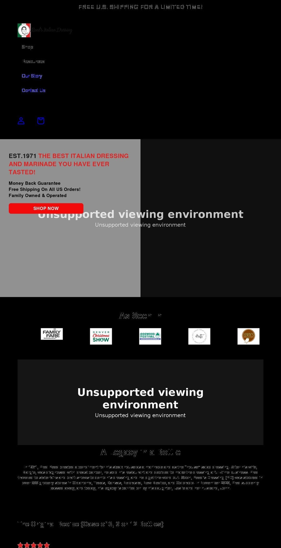 reedsdressing.com shopify website screenshot
