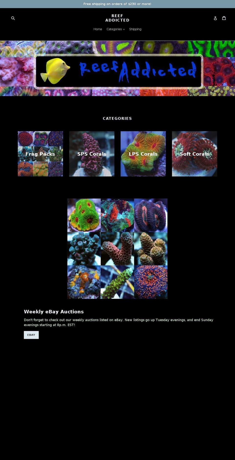 reefaddicted.com — Shopify storefront screenshot