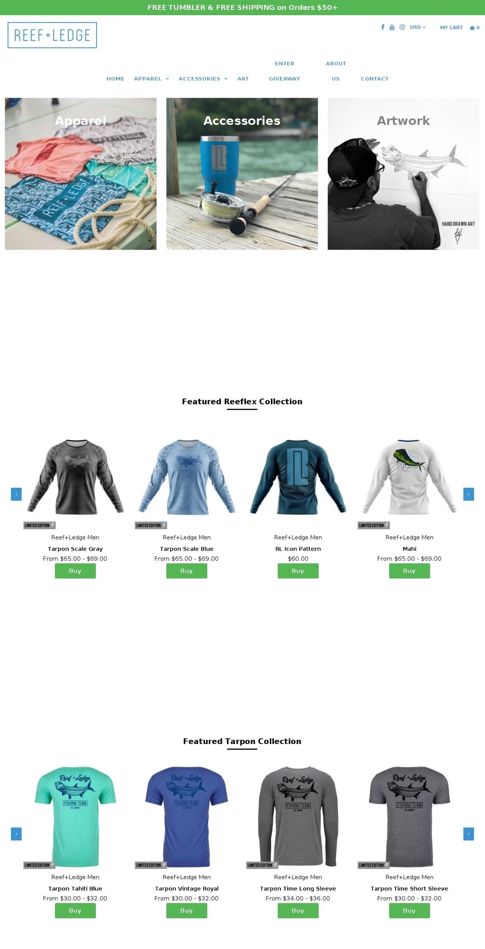 reefandledge.com shopify website screenshot