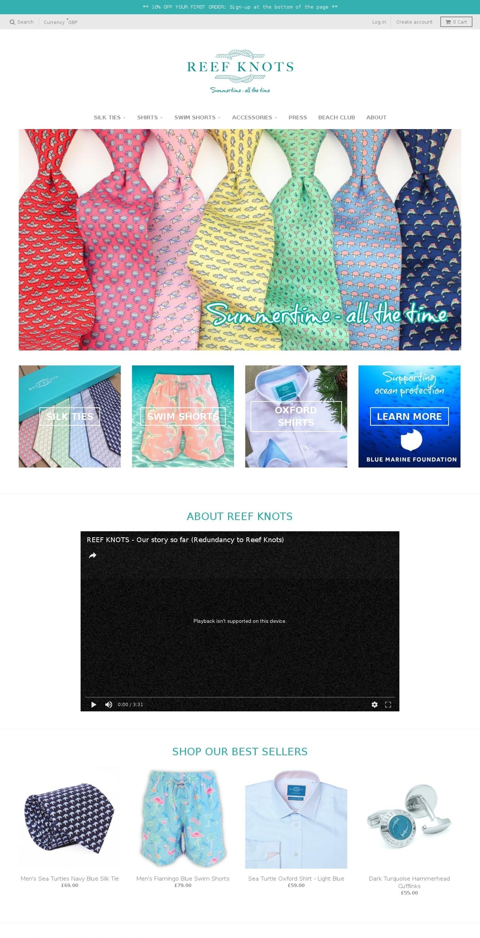 Spring Shopify theme site example reefknots.com