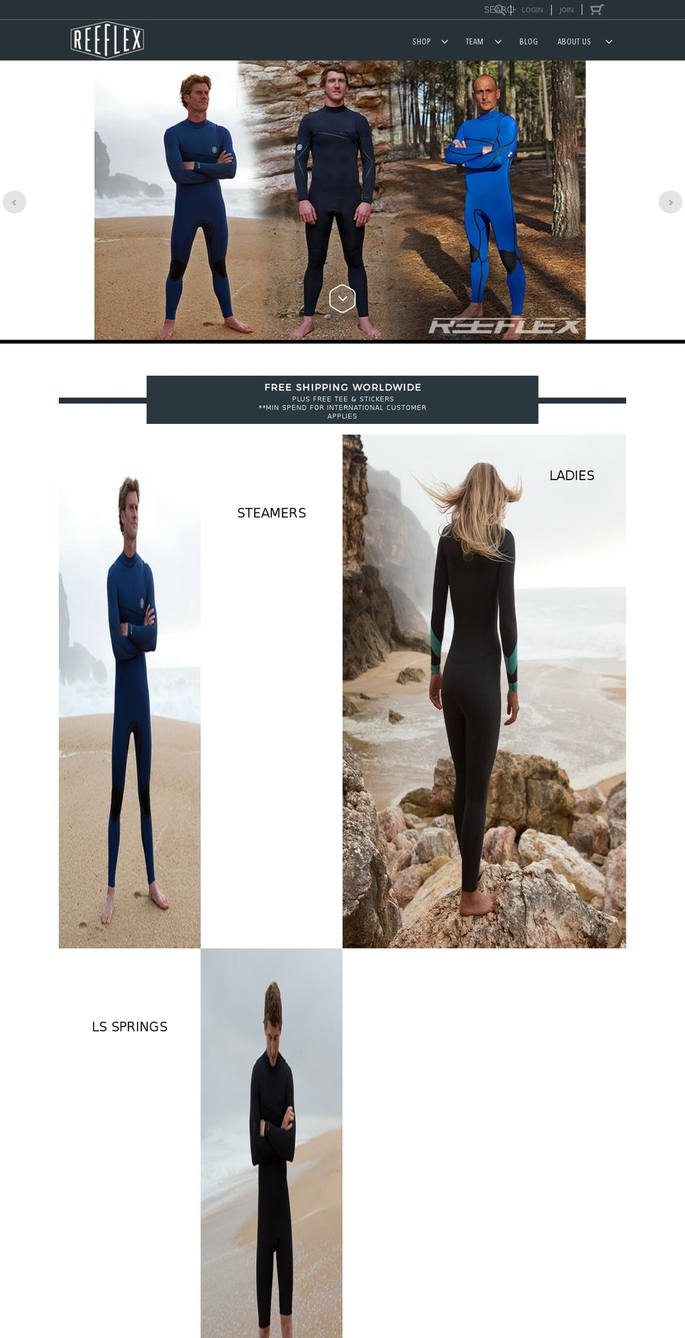 reeflexwetsuits.com shopify website screenshot