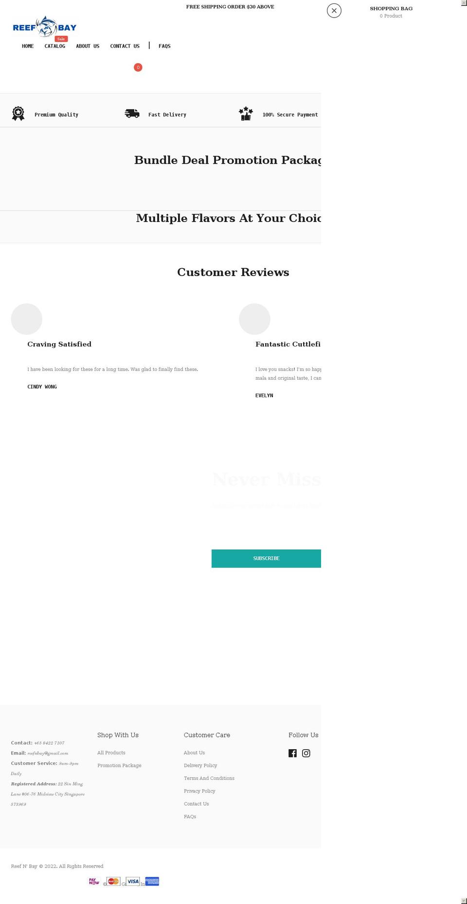 reefnbay.com shopify website screenshot