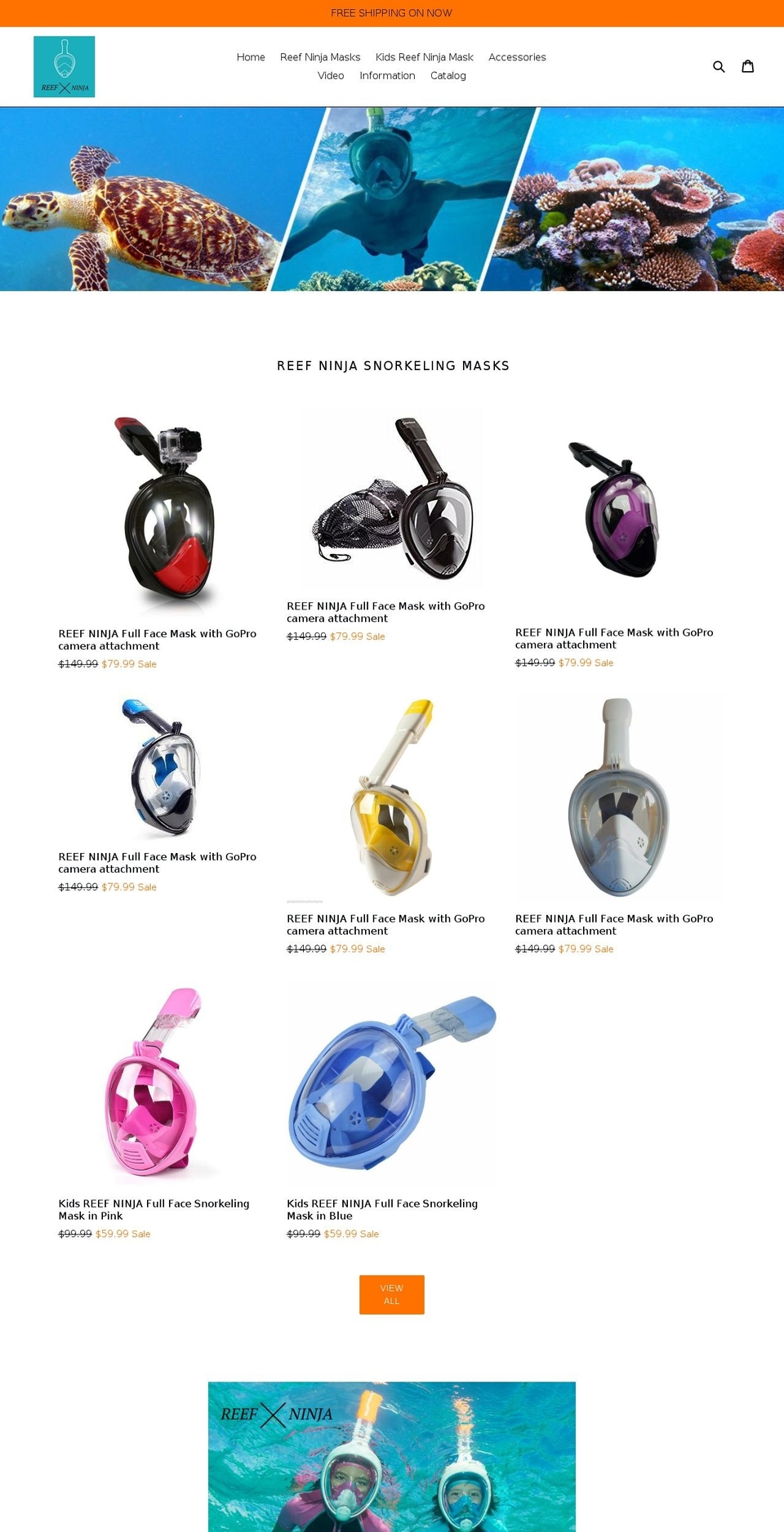 reefninjasnorkelmask.com — Shopify storefront screenshot