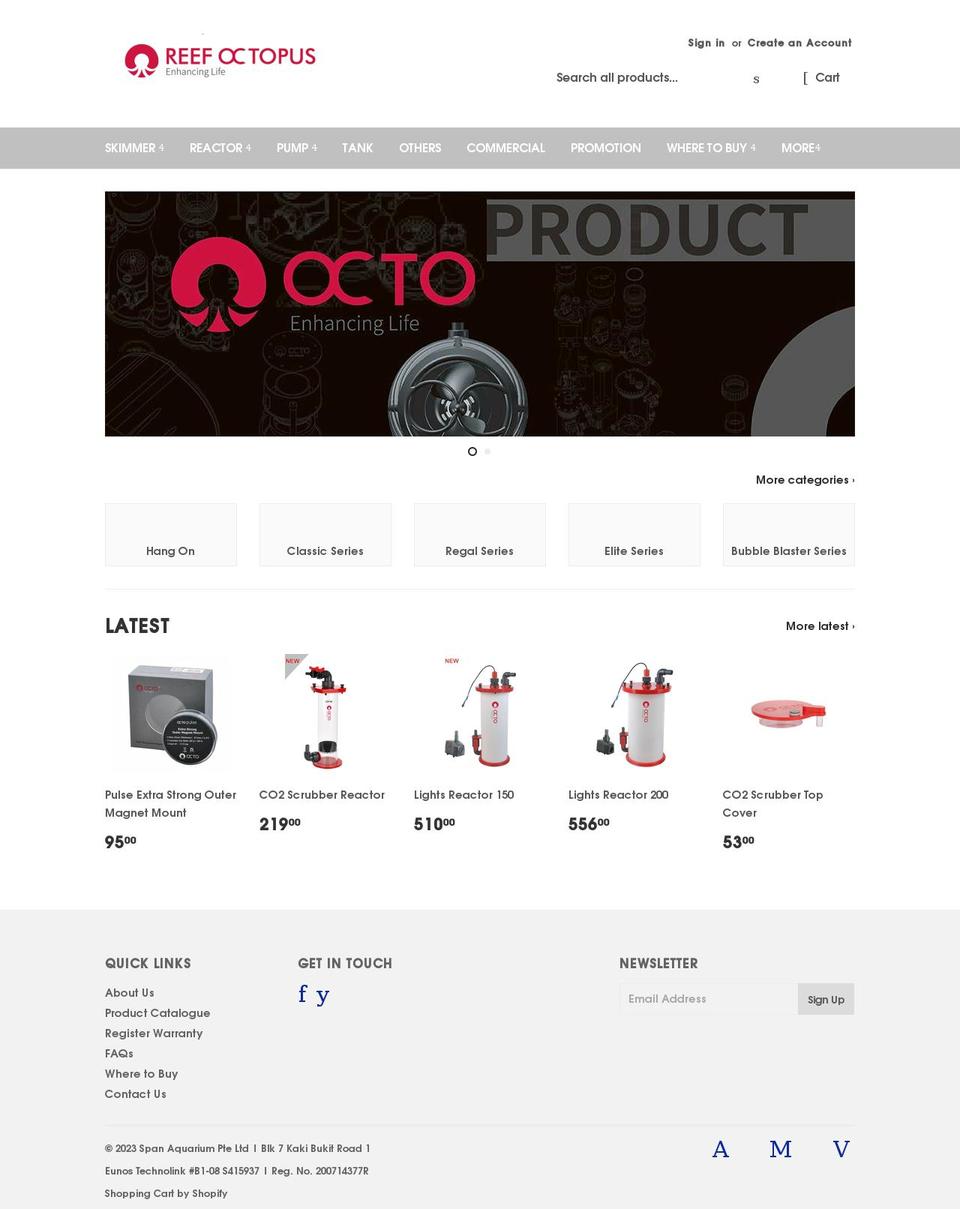 reefoctopus.com.sg shopify website screenshot