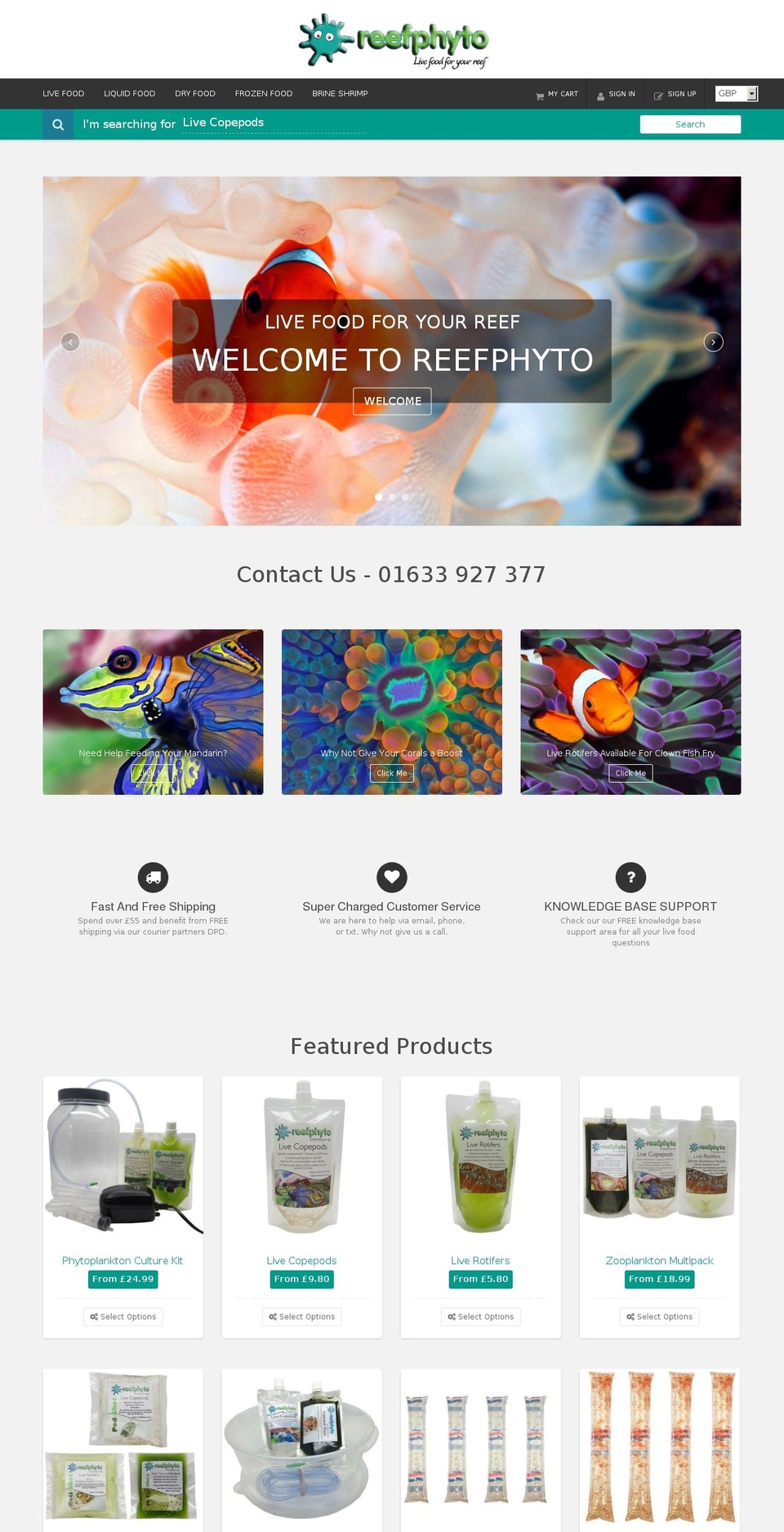 reefphyto.co.uk shopify website screenshot