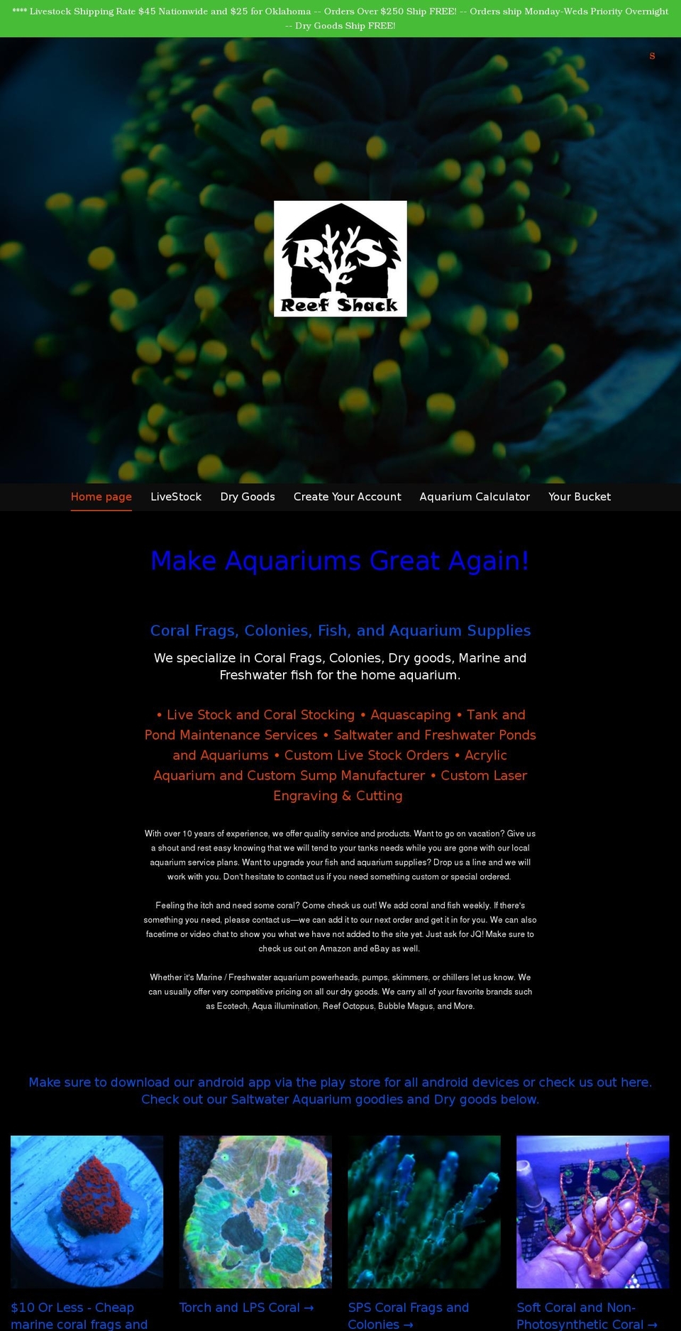 reefshackllc.com shopify website screenshot