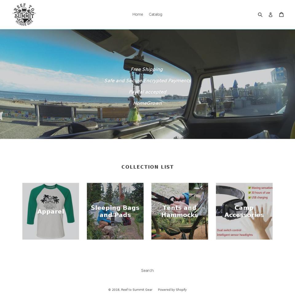 reeftosummitgear.com — Shopify storefront screenshot