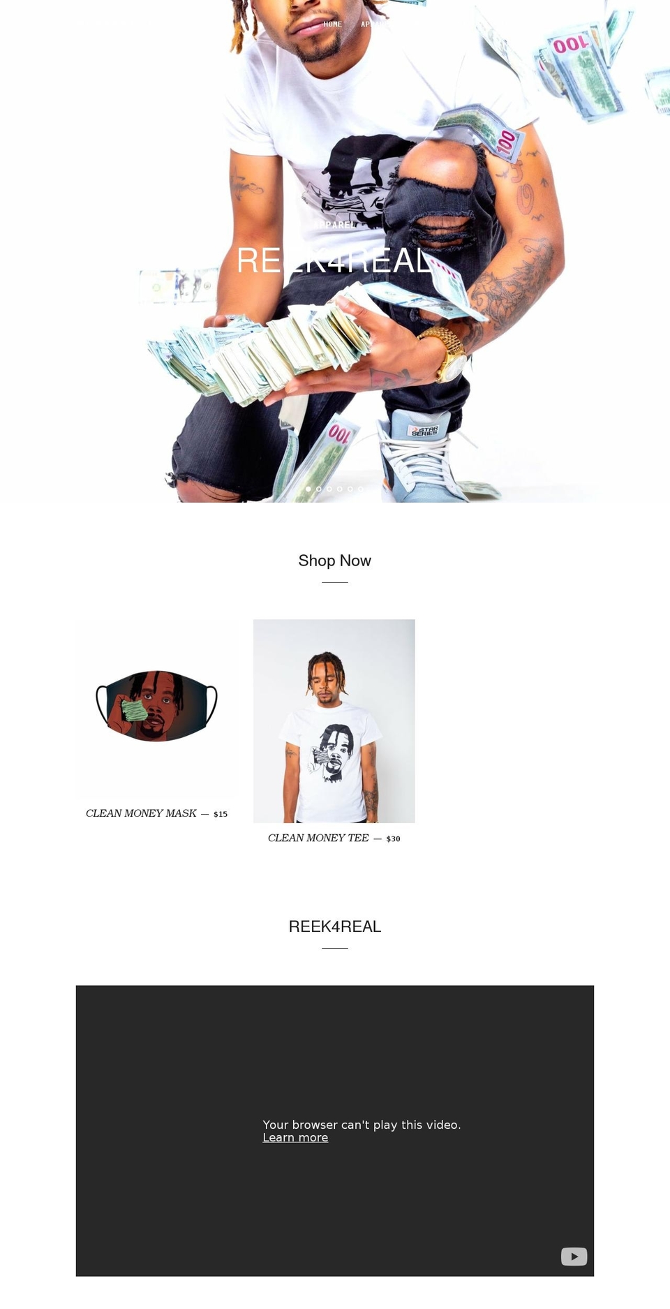 reek4real.com shopify website screenshot