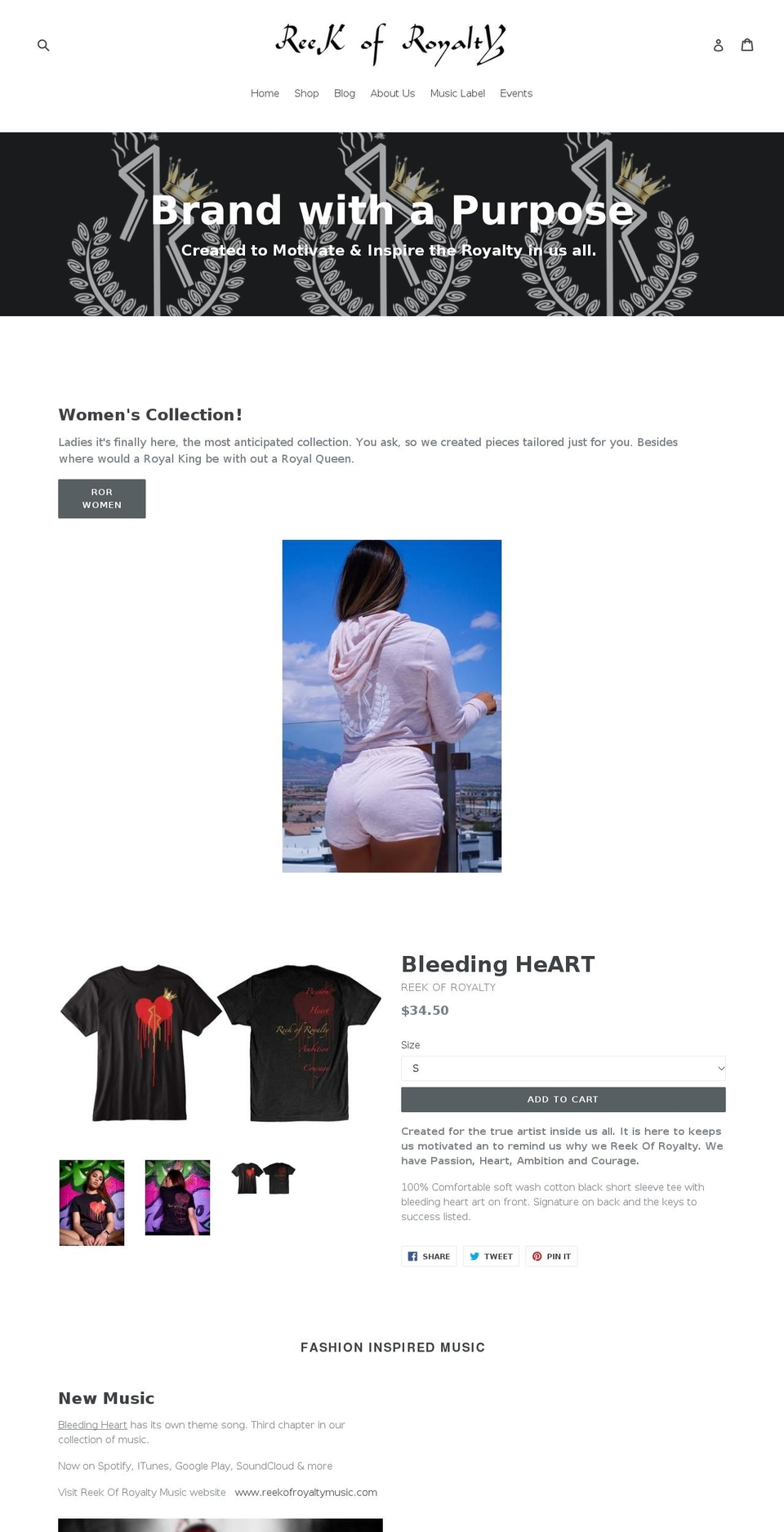 reekofroyalty.com — Shopify storefront screenshot