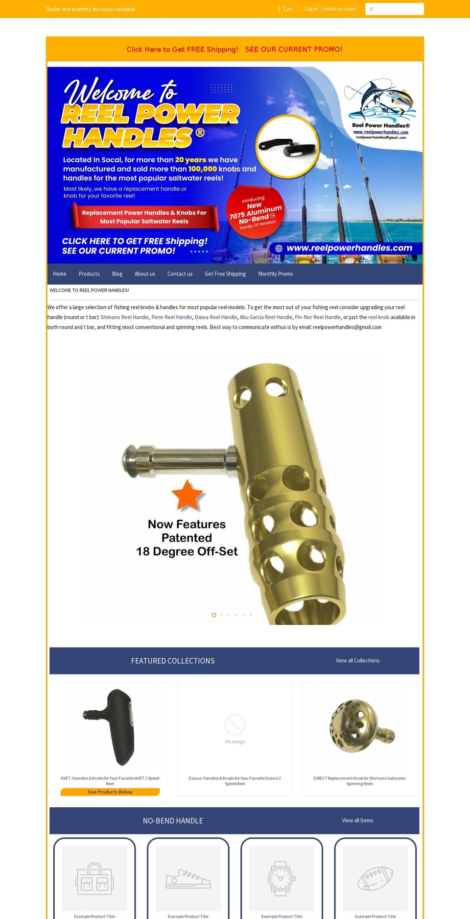 reel-power-handles-2.myshopify.com shopify website screenshot