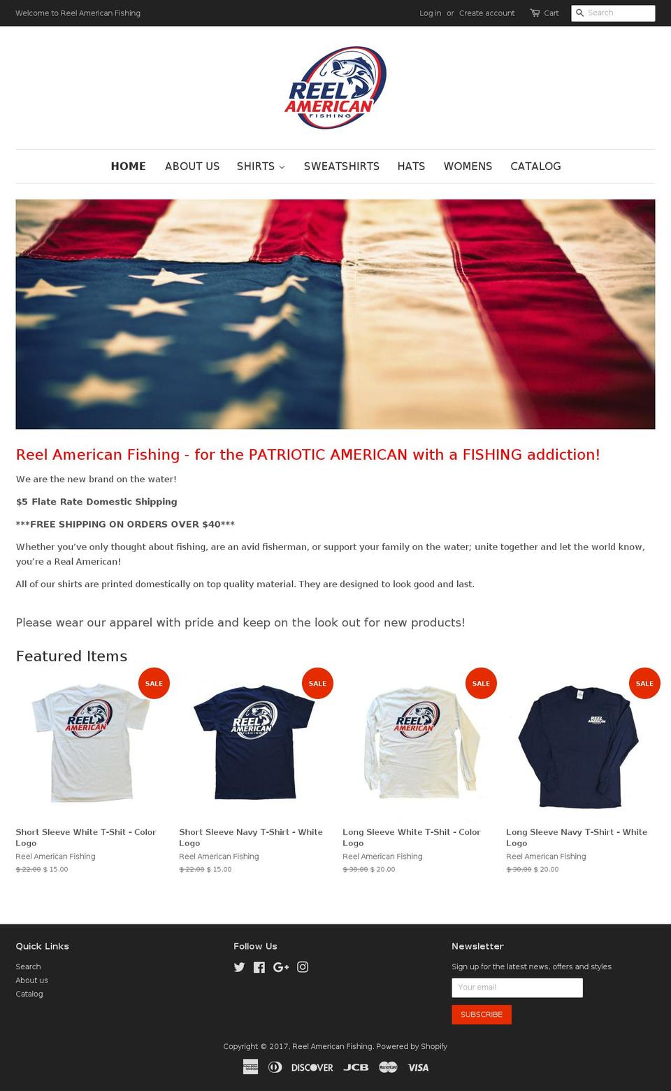 reelamericanfishing.com shopify website screenshot