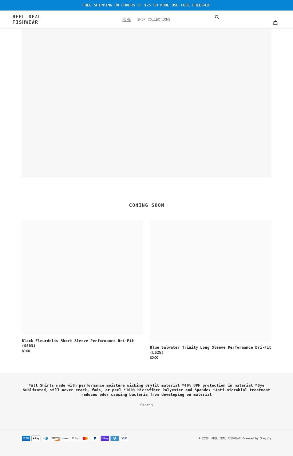 reeldealfishwear.com shopify website screenshot