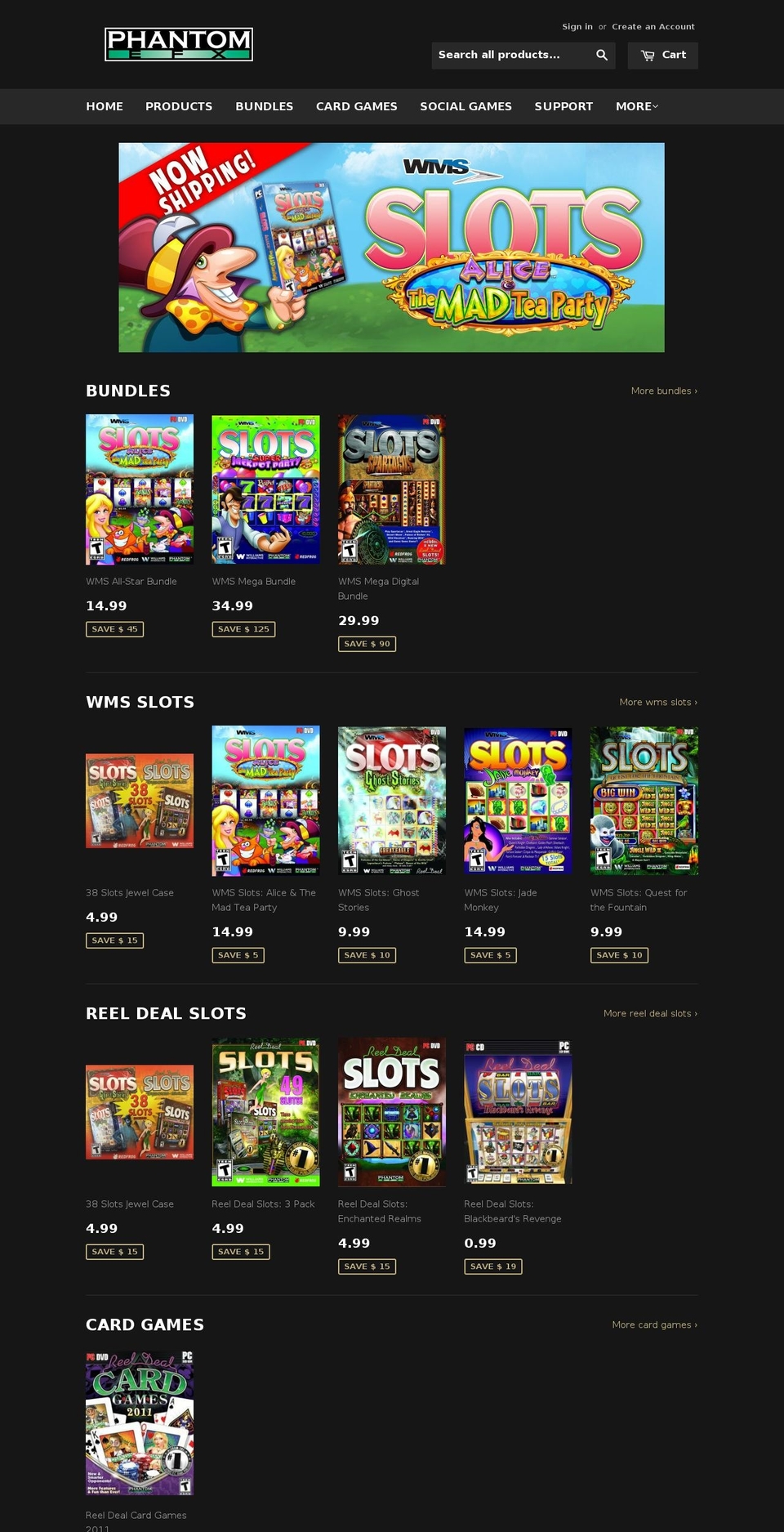 reeldealslots.com shopify website screenshot
