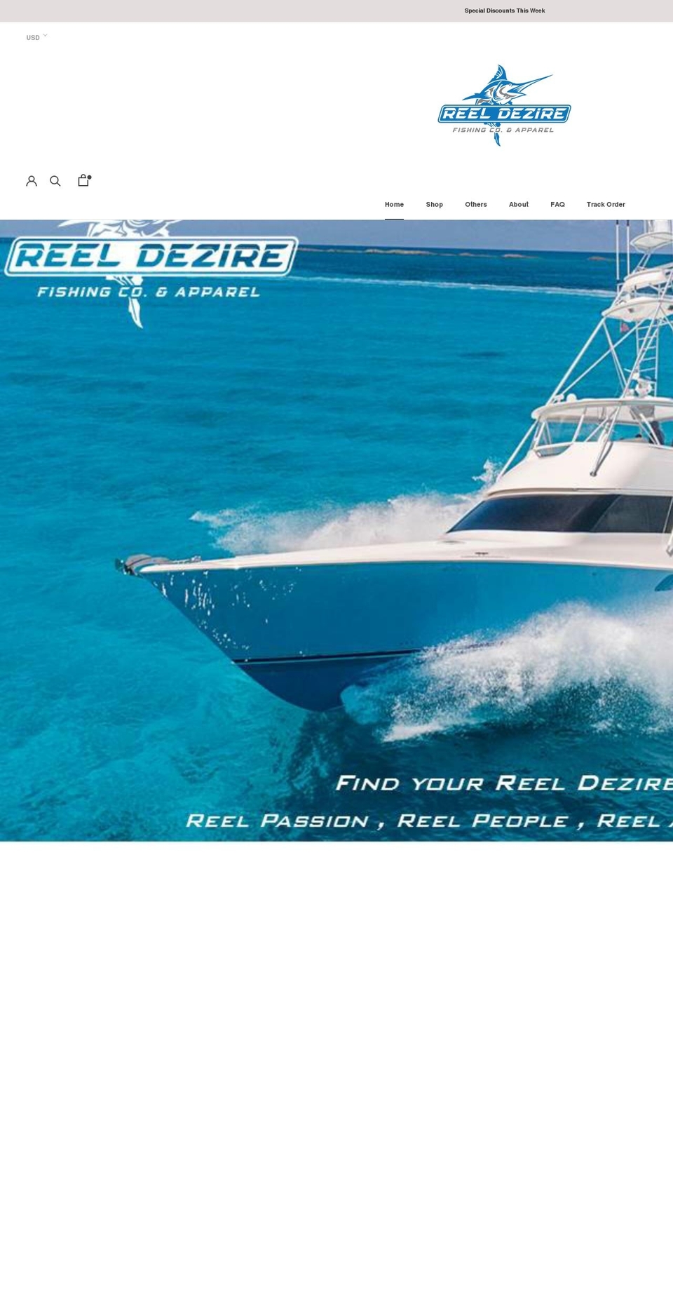 reeldezirefishingcompany.com shopify website screenshot