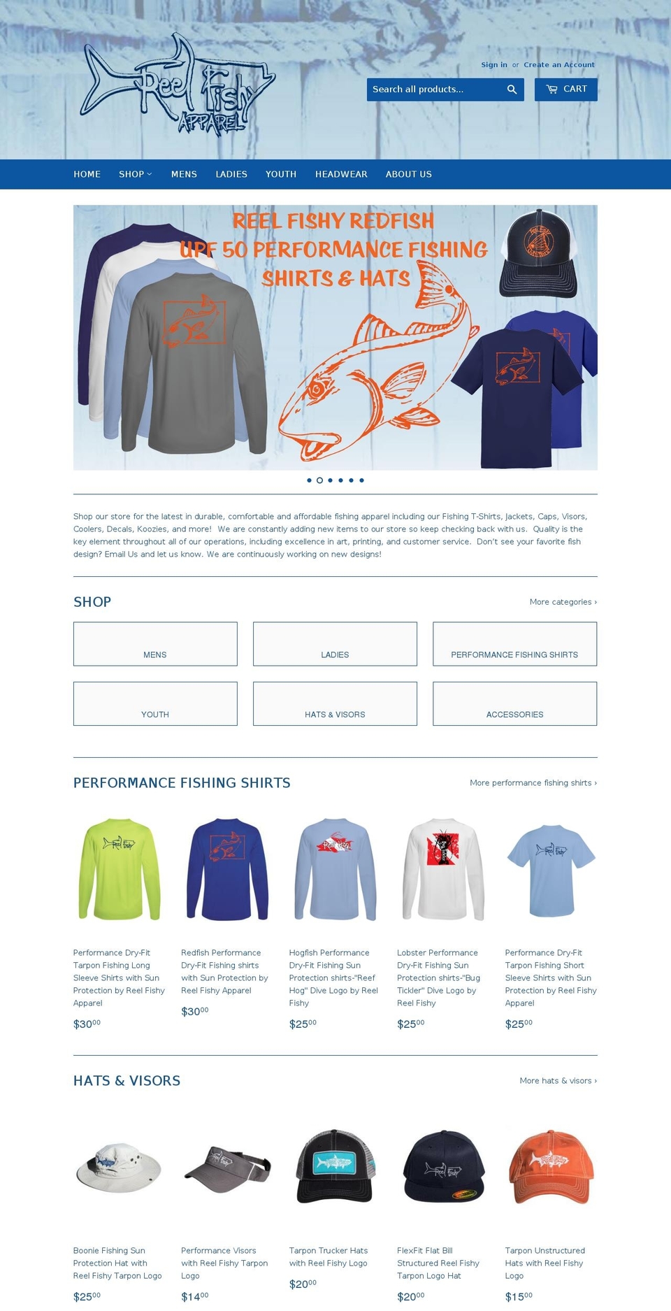 reelfishyapparel.com shopify website screenshot