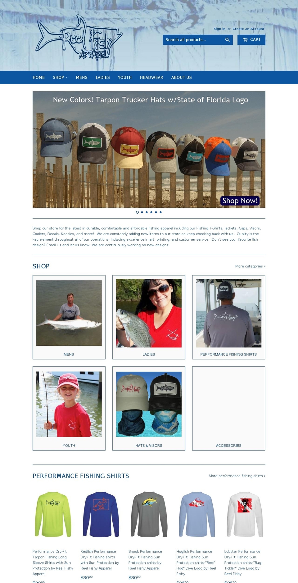 reelfishyapparel.net shopify website screenshot