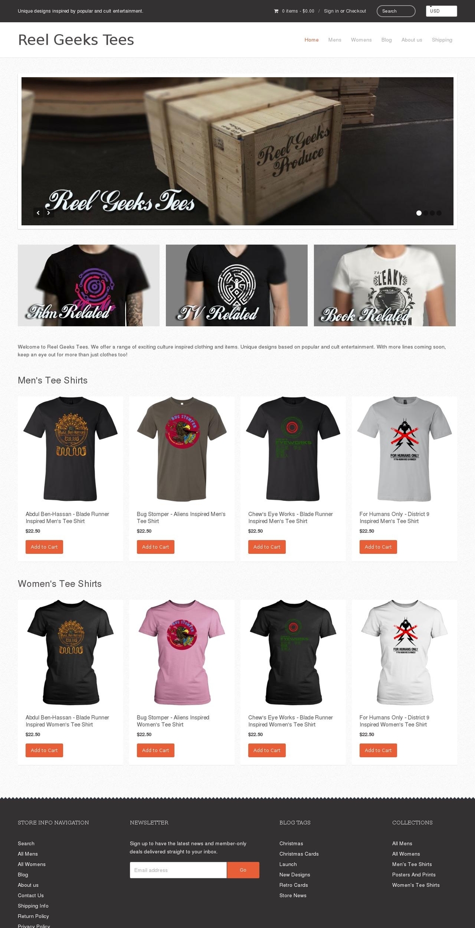 reelgeekstees.com — Shopify storefront screenshot