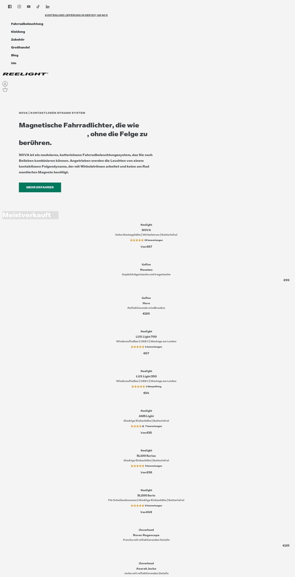 reelight.de shopify website screenshot