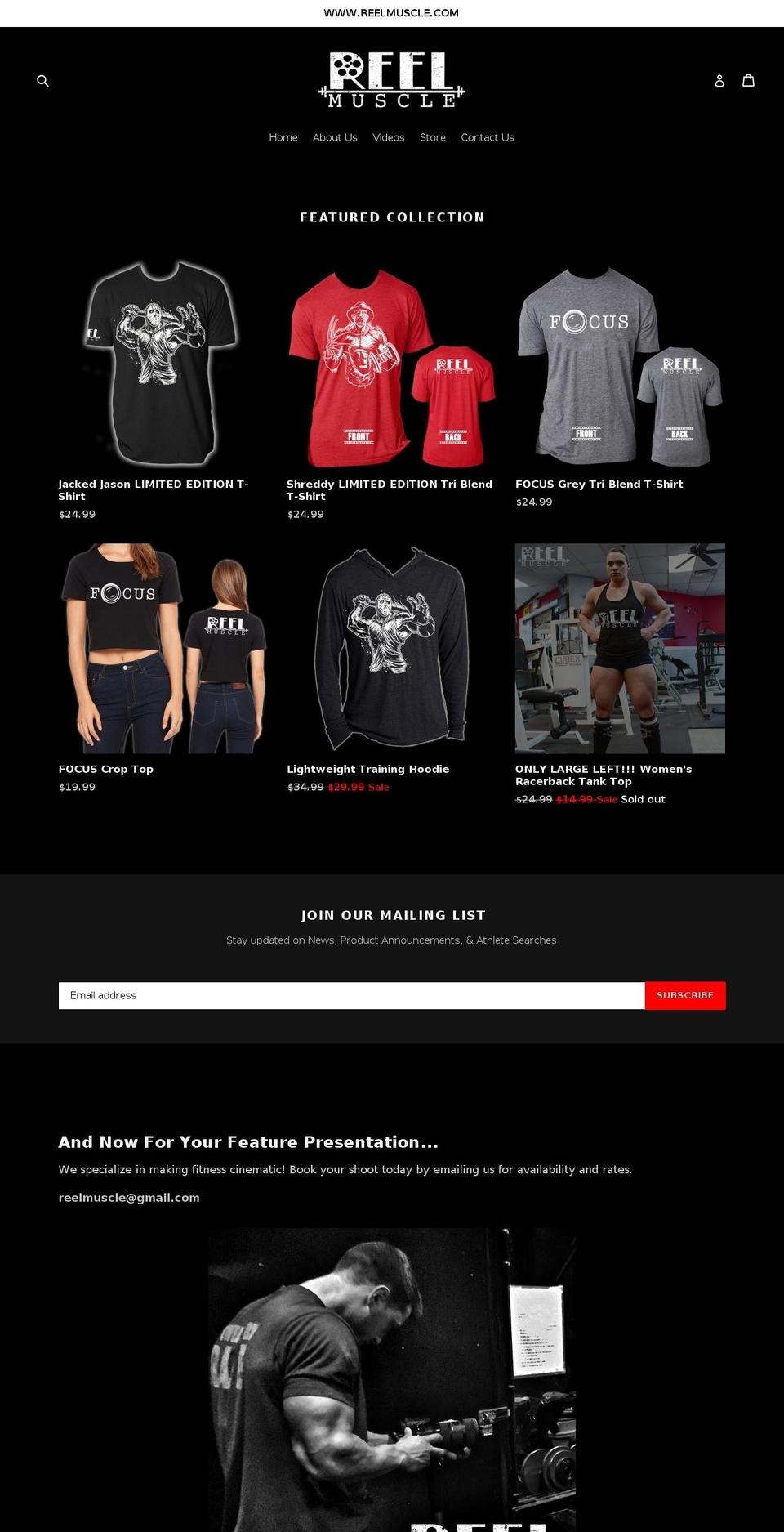 reelmuscle.com shopify website screenshot