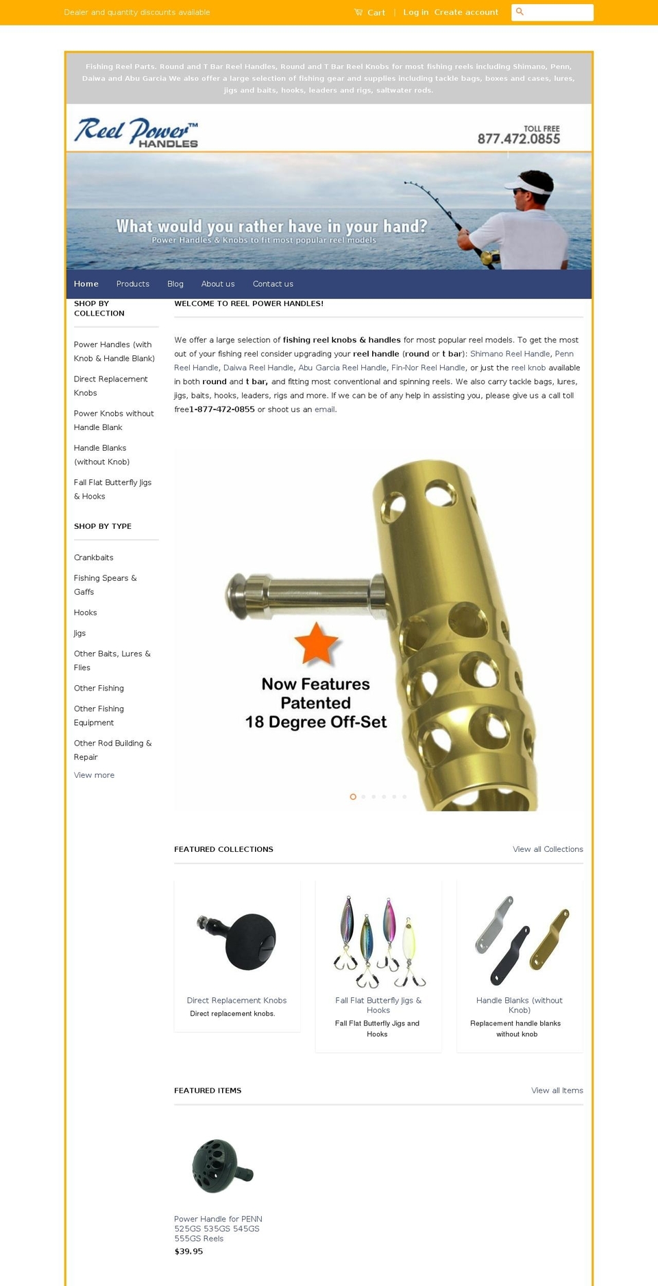 reelpowerhandles.com shopify website screenshot