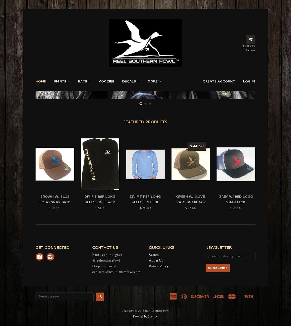 reelsouthernfowl.com shopify website screenshot