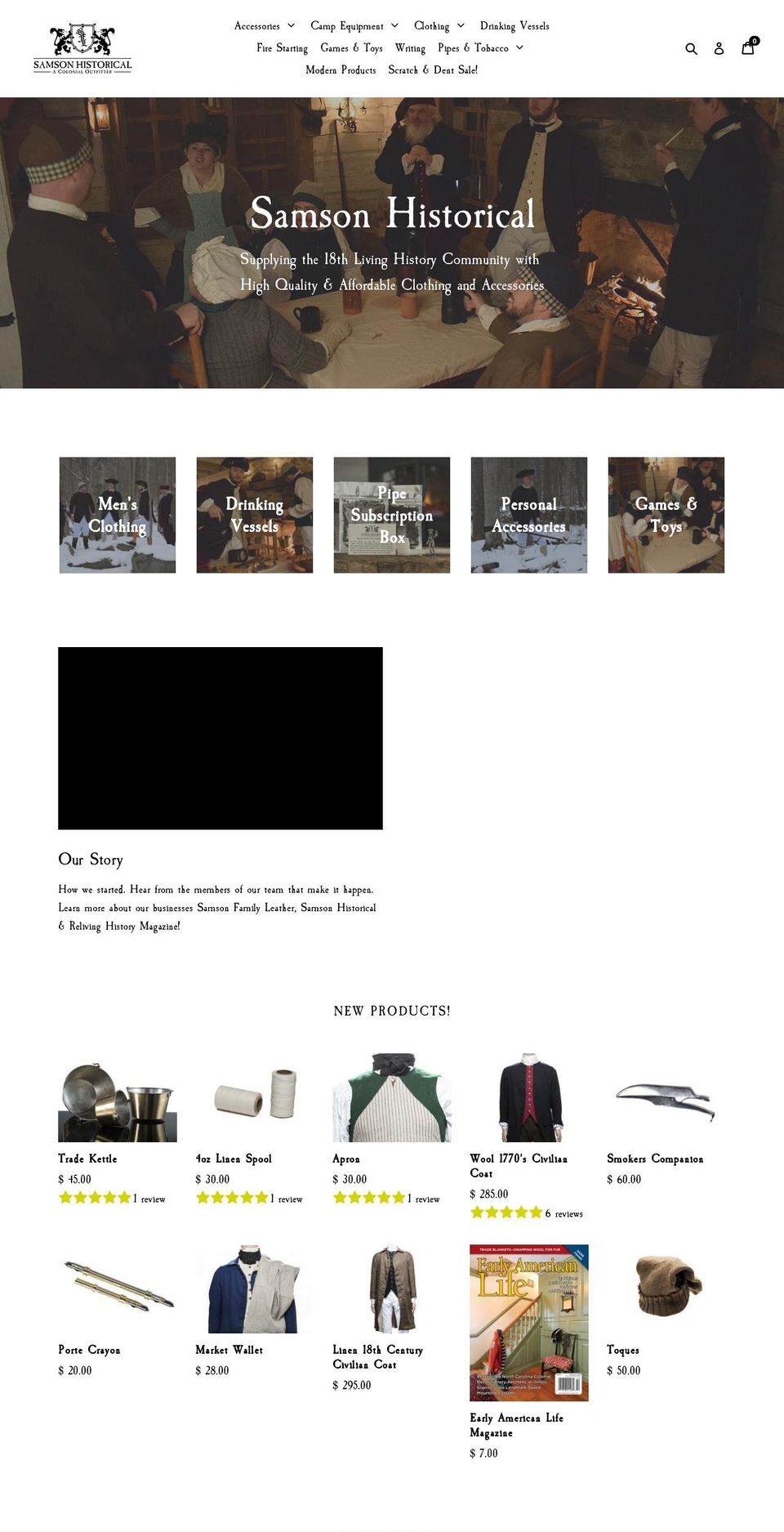 reenactmentcostume.com — Shopify storefront screenshot