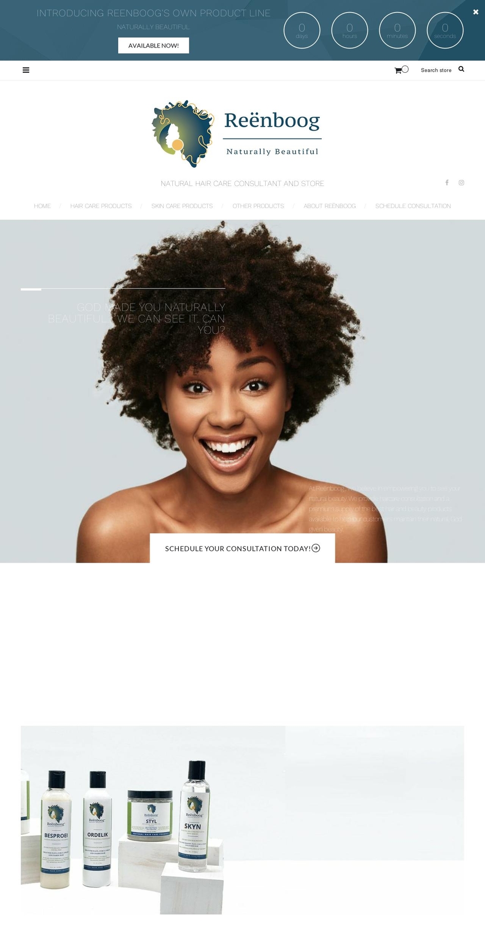 reenboognaturalhaircare.com shopify website screenshot