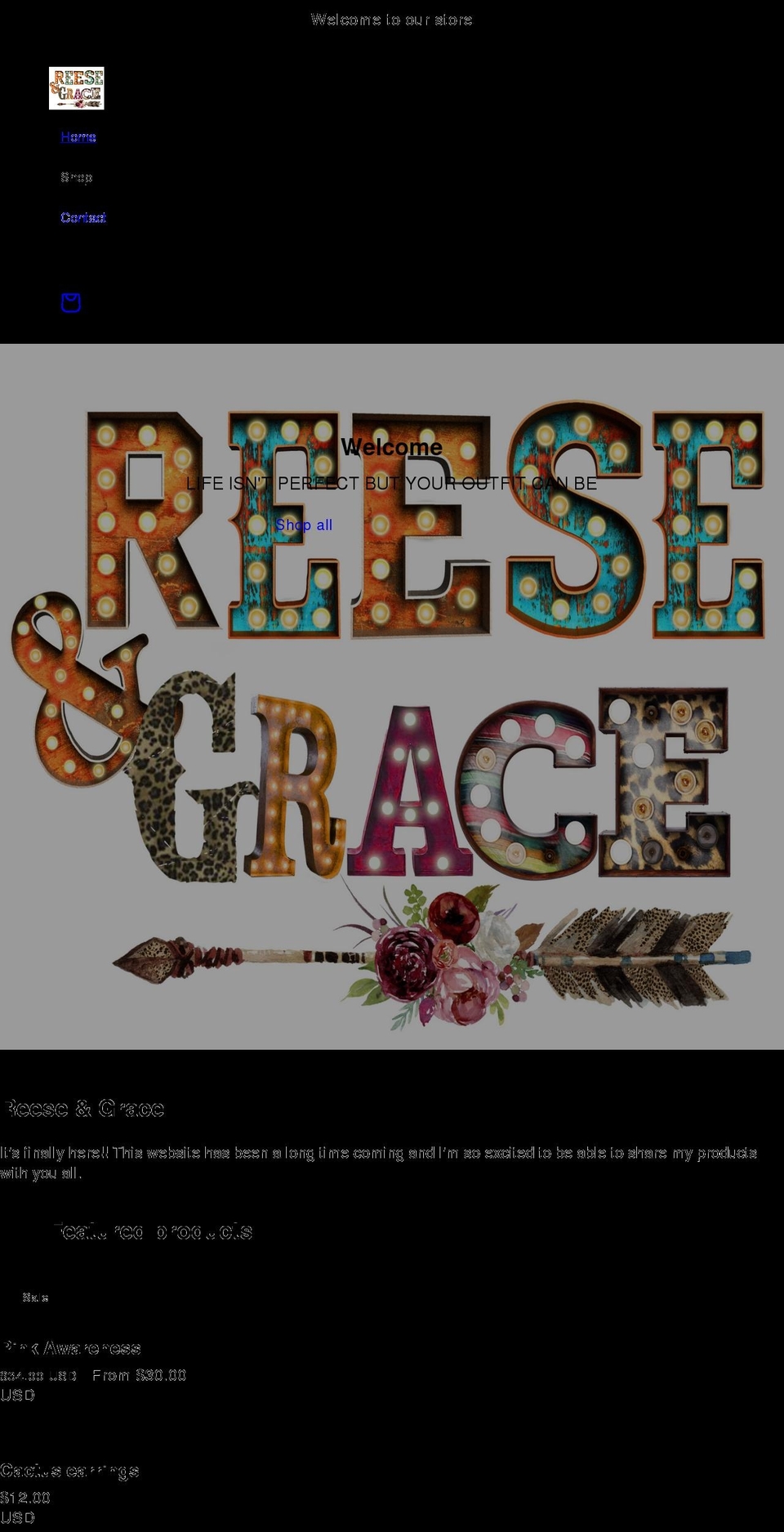 reeseandgrace.com shopify website screenshot