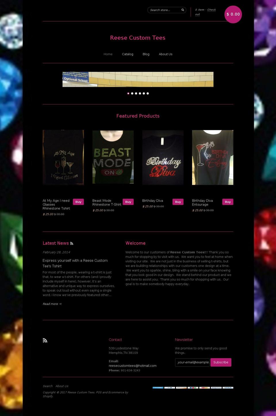 reesecustomtees.com shopify website screenshot