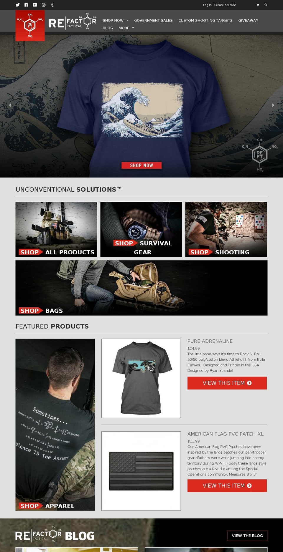 RE Factor Theme Shopify theme site example refactortactical.org