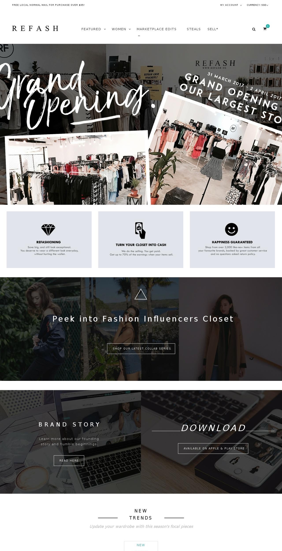 Debut Shopify theme site example refash.sg