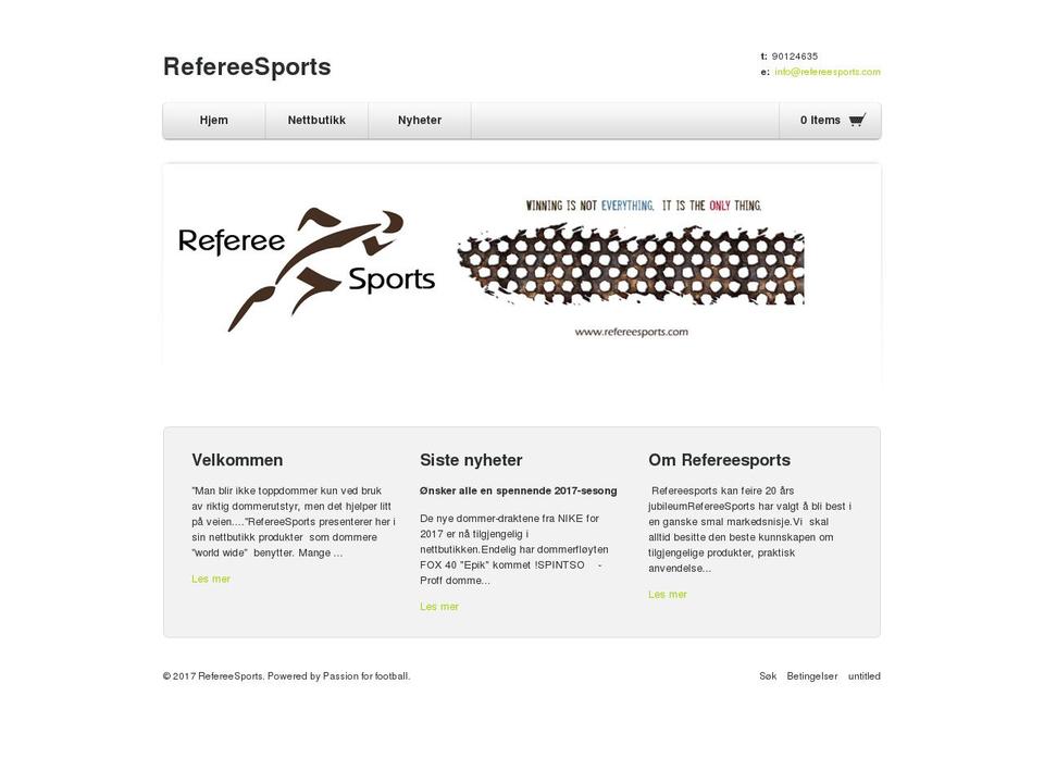 refereesports.no shopify website screenshot