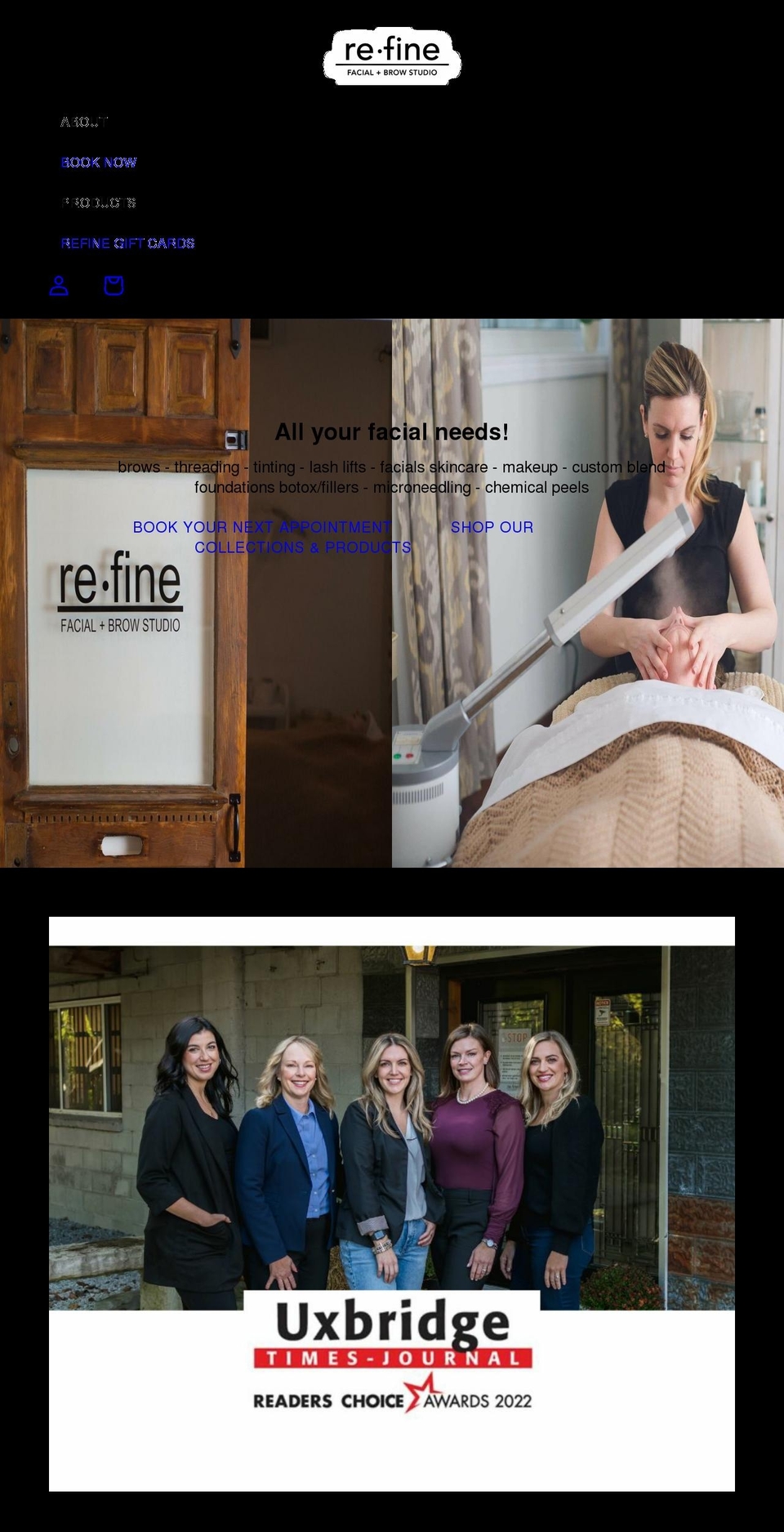 refinebrowstudio.com shopify website screenshot