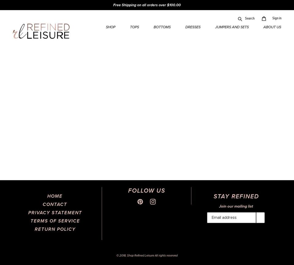 refinedleisure.com — Shopify storefront screenshot